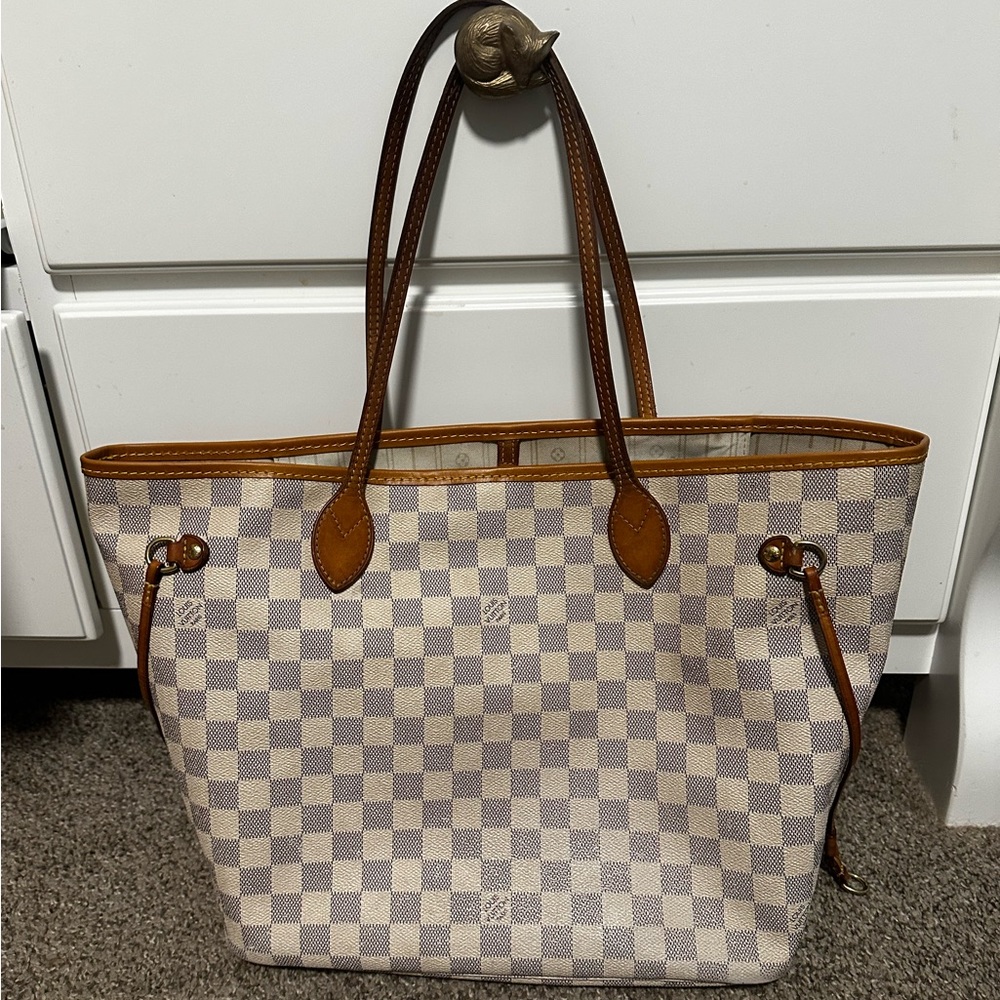 LOUIS VUITTON Neverfull Damier Azur MM SA410